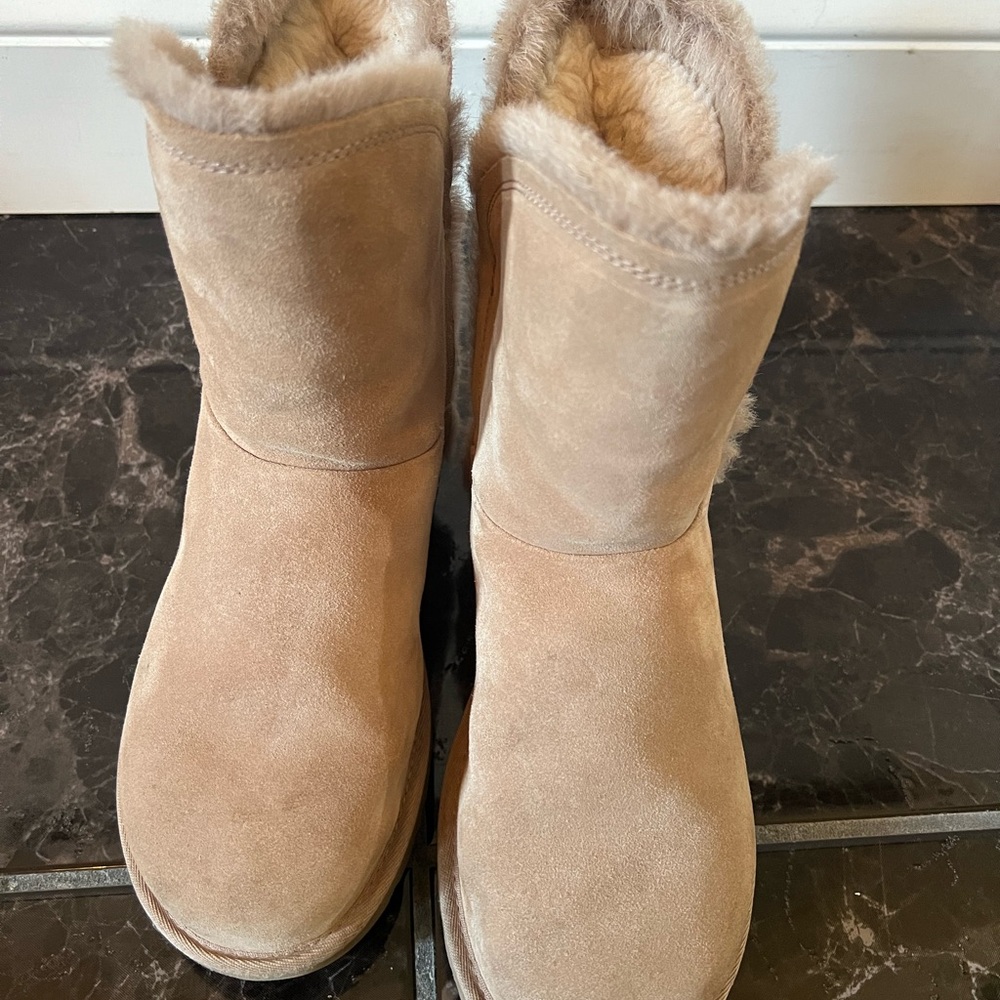 Ugg suede boots with fur trim